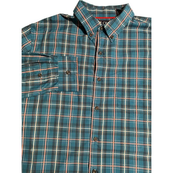 Chaps Long Sleeve Men’s Large Blue with Navy, Orange White‎ Small Stripes - Picture 1 of 9
